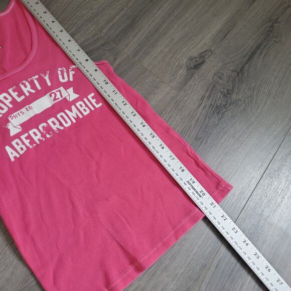 Y2K Abercrombie Fitch Tank Top Medium Pink Ribbed Sporty Cheer - Picture 5 of 6